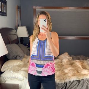 Gap Sheer Sleeveless Flower Blouse, Small